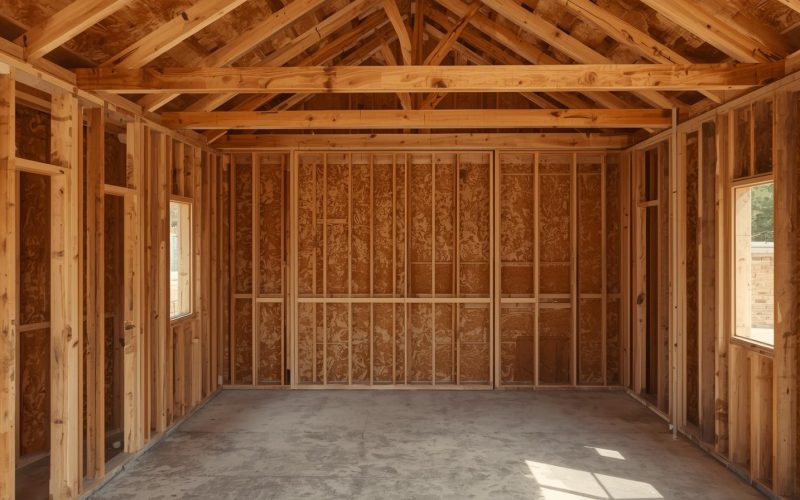 a wooden structure for a small home, just the structure